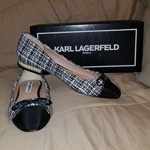 Karl Lagerfeld knit boucle flats